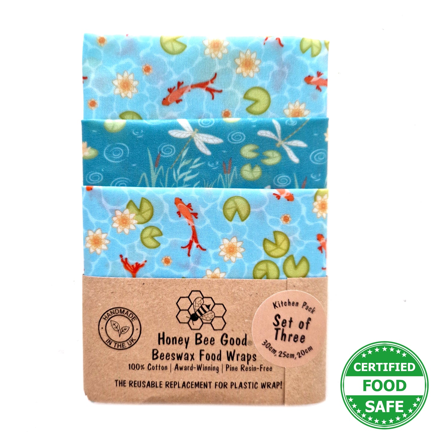 Classic British Collection Set of 3 Beeswax Wraps | Koi Pond