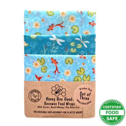 Classic British Collection Set of 3 Beeswax Wraps | Koi Pond