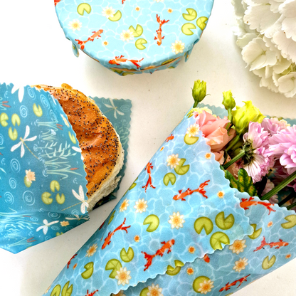 Classic British Collection Set of 3 Beeswax Wraps | Koi Pond