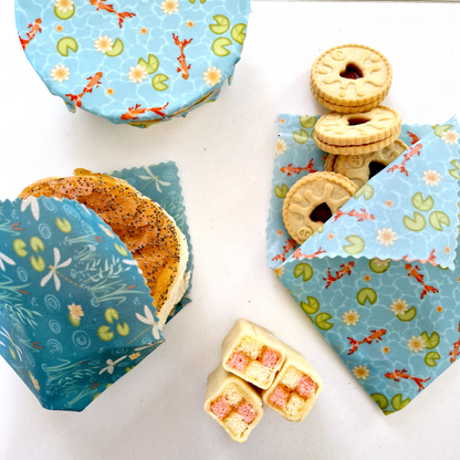 Classic British Collection Set of 3 Beeswax Wraps | Koi Pond