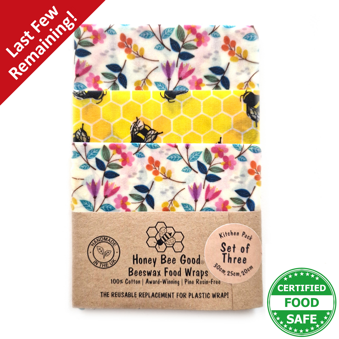 Earth Kind Set of 3 beeswax wraps | Meadow