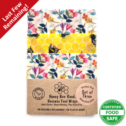 Earth Kind Set of 3 beeswax wraps | Meadow