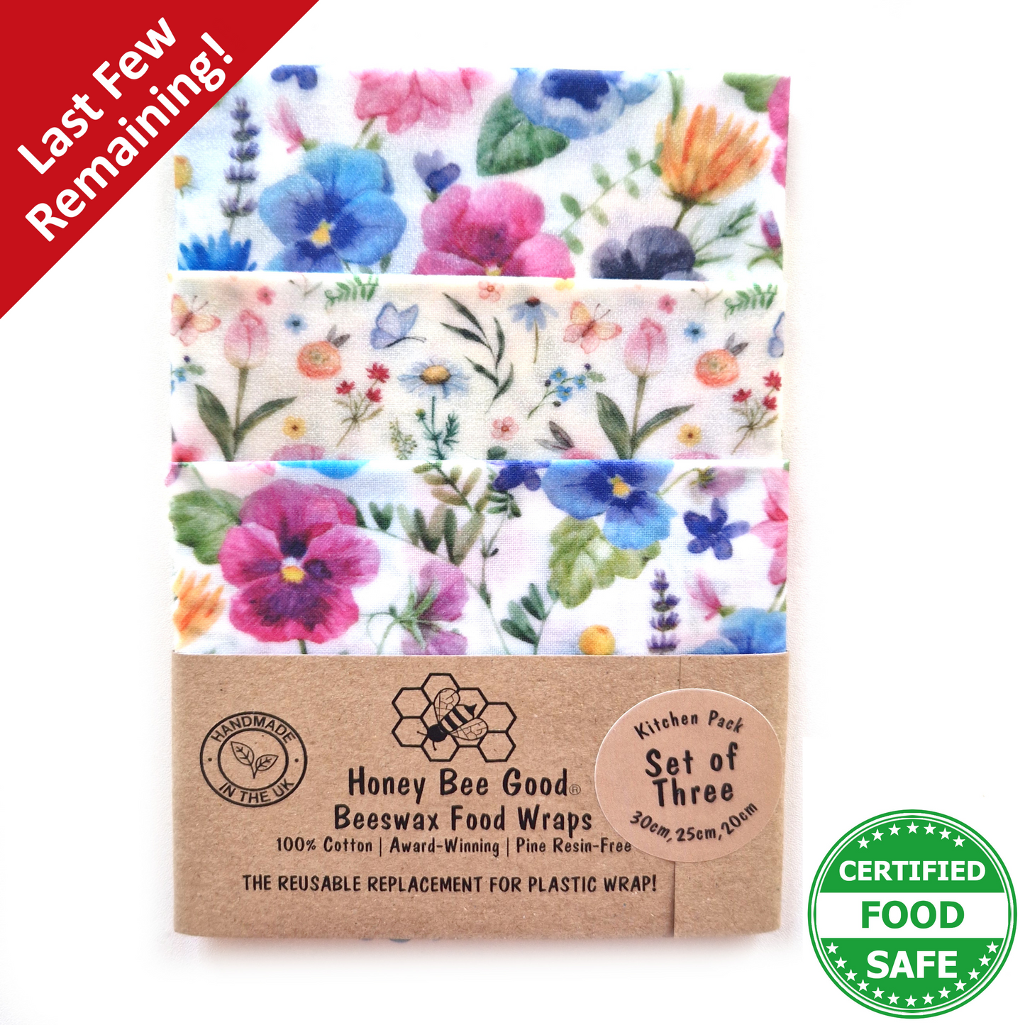 Earth Kind Set of 3 Beeswax Wraps | Pansies